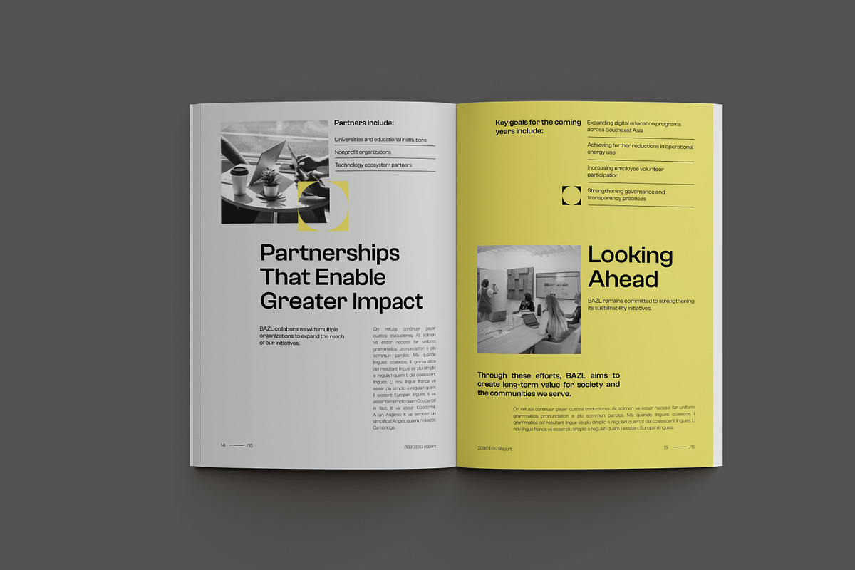 Gray Minimal ESG Impact Report, a Brochure Template by Neermana (Photo 4 of 11)
