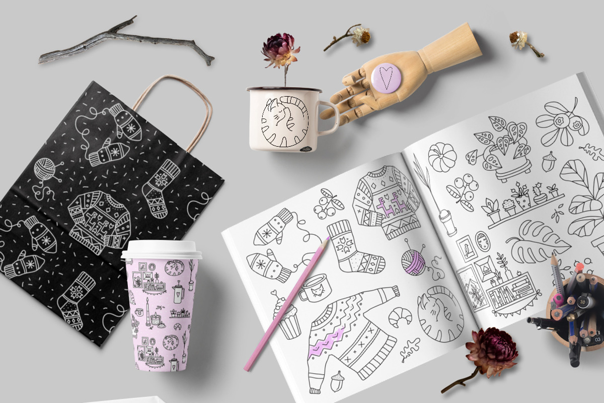 Hygge, cozy home set, a Graphic by WinWinFolly (Photo 2 of 6)