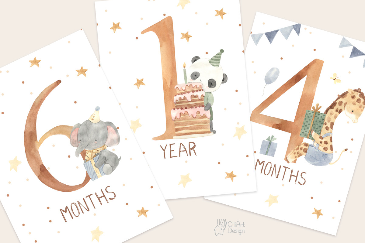 HAPPY BIRTHDAY. Watercolor, an Animal Illustration by OlliArtDesign (Photo 10 of 14)
