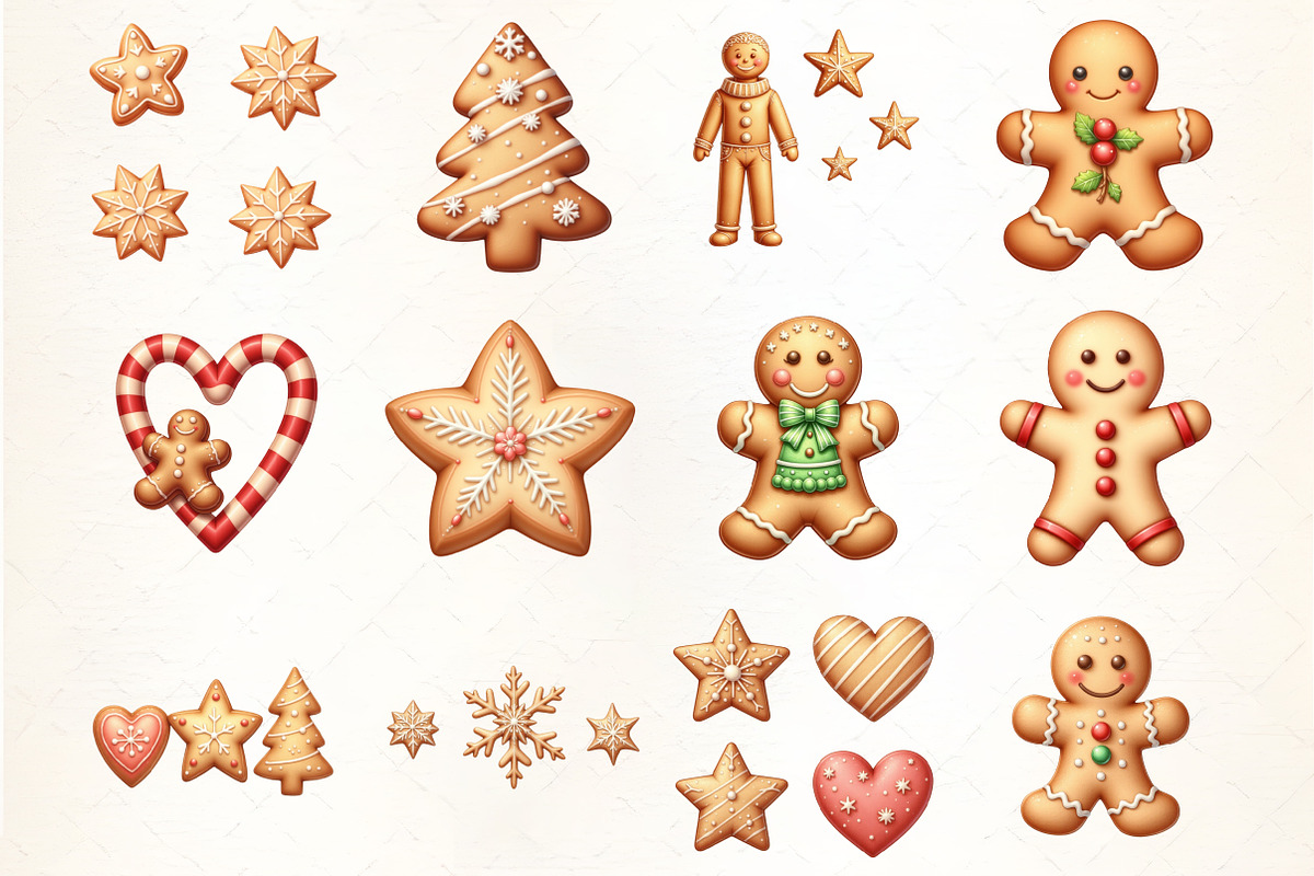 Festive Gingerbread Cookie Set Clipa, an Illustration by CrexoraLab (Photo 2 of 5)