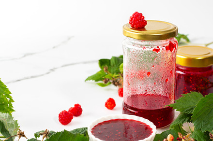 Raspberries preservation or jam, a Food & Drink Photo by Pandateam