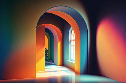 Illustration of a modern apartament interior with lots of colorf