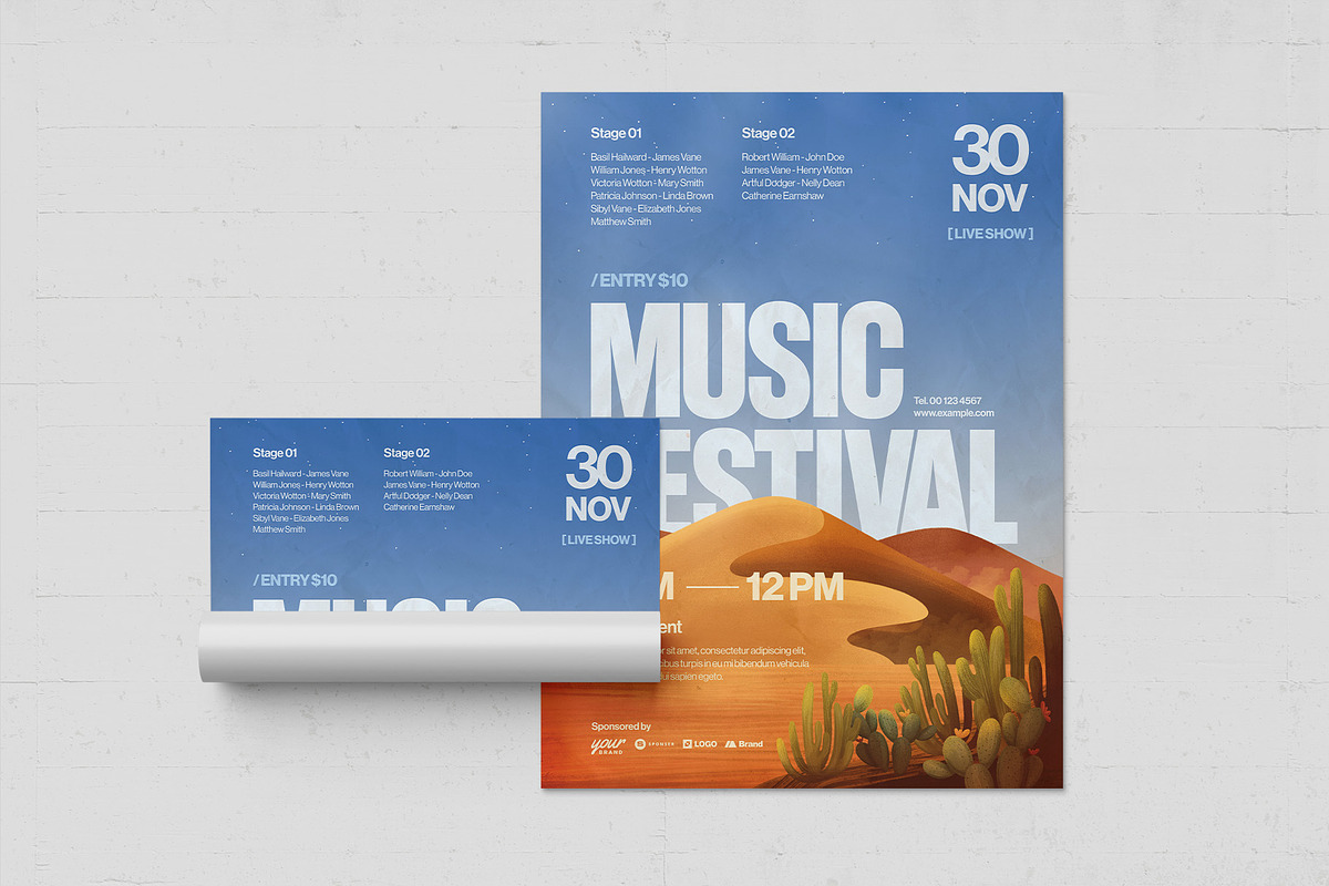 Desert Music Festival Poster Templat, a Poster Template by BrandPacks (Photo 2 of 5)