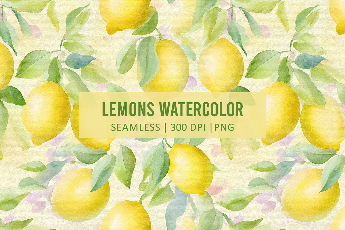 Watercolor Lemons SEAMLESS PATTERN, a Pattern Graphic by AYAKA Studio Co. (Photo 1 of 9)