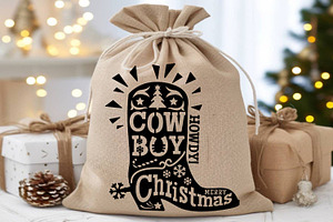 Cowboy Christmas Boots SVG Cut File