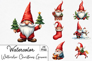Watercolor Christmas Gnome Sublimati, an Illustration by CrexoraLab