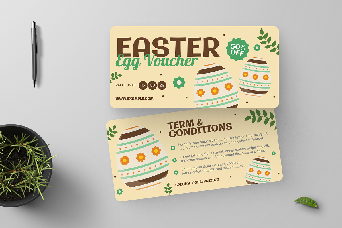 Easter Egg Gift Voucher, a Print Template by Annora Studio (Photo 2 of 6)