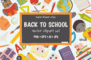 Back to school vector clipart, an Object Graphic by Trinibis (Thumbnail 1 of 7)