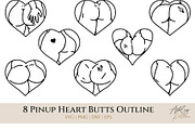16 Pinup Heart Boobs & Butts Clipart, a Graphic by Ashley Katrina (Thumbnail 7 of 12)