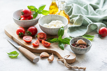 Caprese salad ingredients. Healthy food., a Food & Drink Photo by Olena Rudo