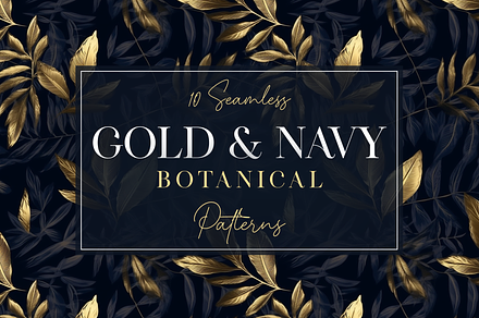 10 Gold & Navy Botanical Patterns