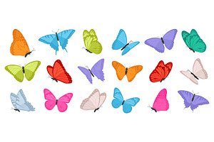 Set of bright flying butterflies, an Animal Illustration by Yayasya