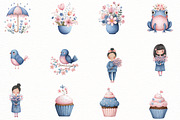 Whimsical purple Spring Clipart, an Illustration by Designworld (Thumbnail 2 of 8)