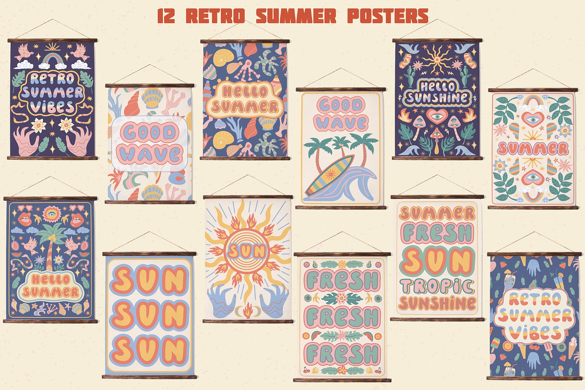 Retro Summer Vibes Clipart Pack, an Object Illustration by IRSYART (Photo 9 of 15)