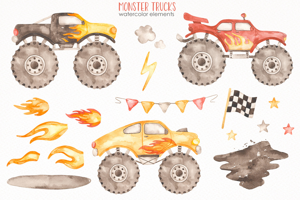 Transport bundle partIII watercolor, a Decorative Illustration by Marina Ermakova (Photo 10 of 29)