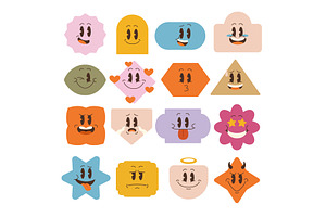 Vintage Retro Cute Emoji Sticker