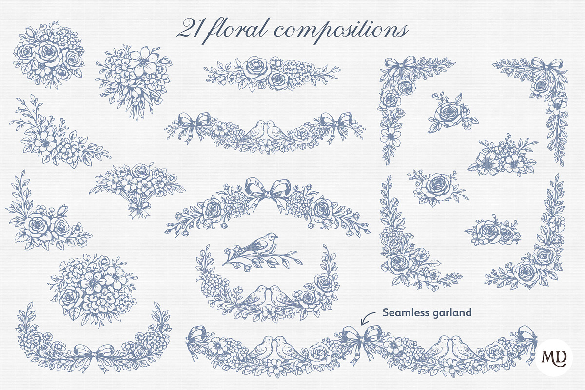 Blue Baroque Chinoiserie Collection, a Decorative Illustration by marie dricot (Photo 4 of 9)