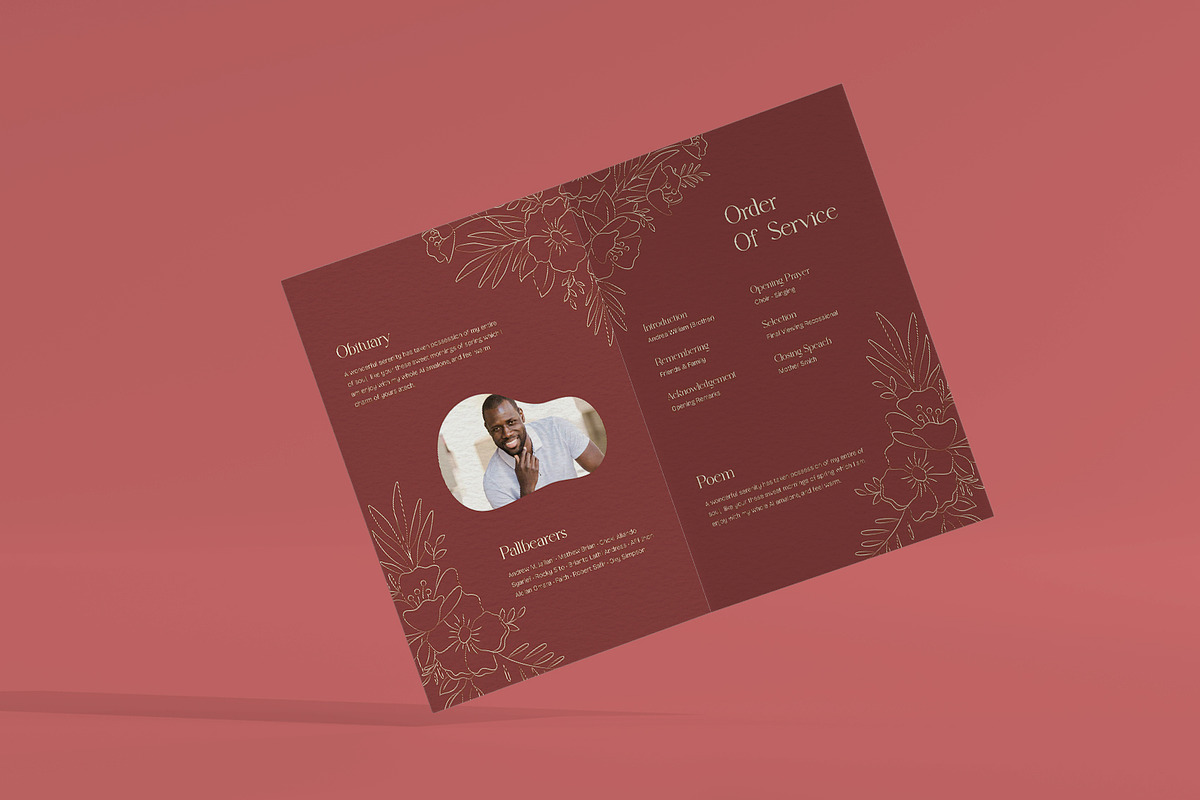 Red Floral Funeral Program, a Brochure Template by Neermana (Photo 3 of 4)