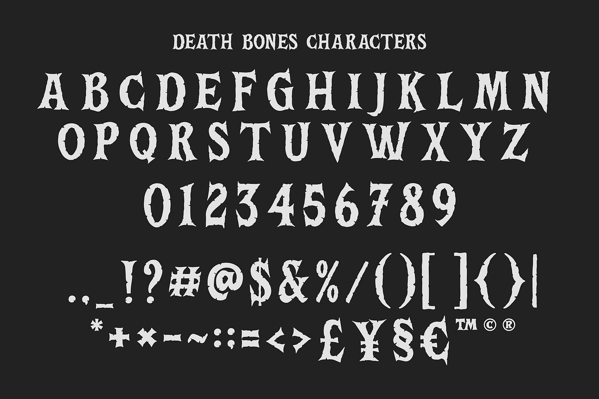 Death Bones a Broken Serif Font, a Blackletter Font by Blankids Studio (Photo 5 of 9)
