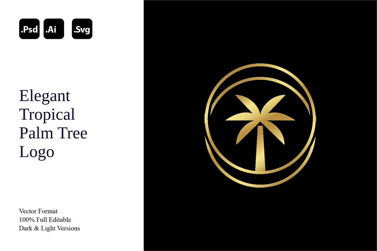 Elegant Tropical Palm Tree Logo, a Branding & Logo Template by Luxury Logos (Photo 1 of 4)