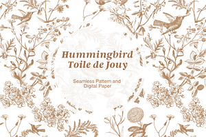 Hummingbird Toile De Jouy Pattern