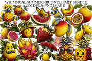 Whimsical Summer Fruits Clipart PNG, an Illustration by Canvas Craft (Thumbnail 1 of 7)