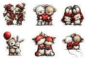 Whimsical Valentine Animal Couples, an Illustration by CreationArt (Thumbnail 4 of 6)