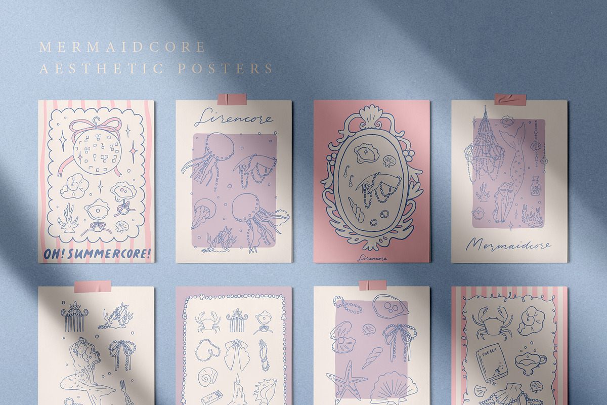 Mermaidcore aesthetic clipart set, a Seasonal Illustration by Cute Atelier (Photo 5 of 15)