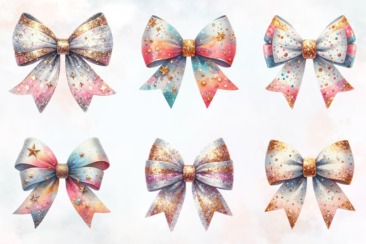 Glitter Bow Clipart, an Illustration by RobertsArt (Photo 3 of 7)