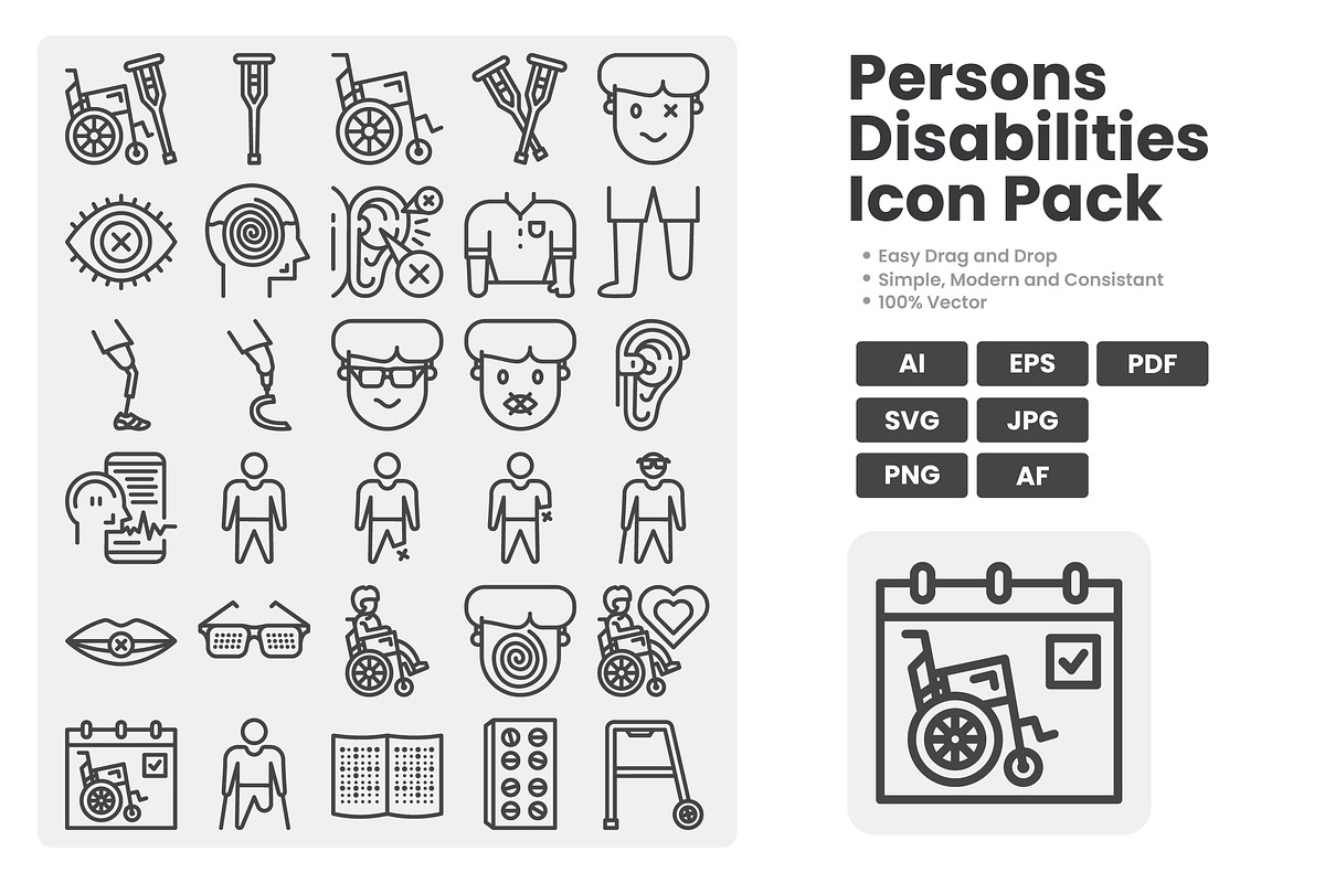 Persons With Disabilities Icon Pack, an Outline Icon by erifqizeicon (Photo 3 of 3)