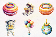 Cute Space Clipart, Space Birthday, an Illustration by CreationArt (Thumbnail 3 of 5)