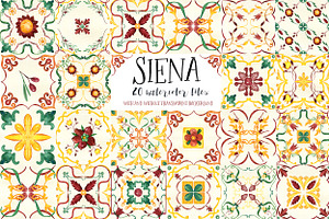 Italy Tiles Wedding Watercolor Siena