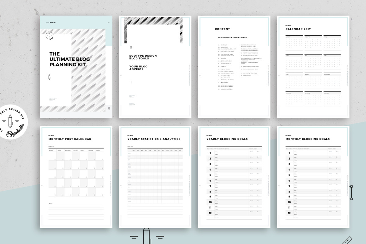 Ultimate Blog Planner Kit, a Stationery Template by Egotype (Photo 7 of 12)
