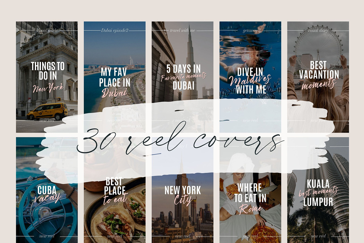 Travel Reel Covers Templates, a Social Media Template by design4social (Photo 2 of 9)
