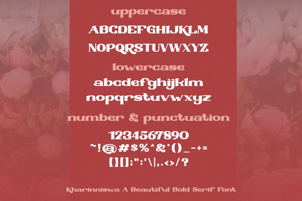 Kharinniswa - A Beautiful Bold Serif, a Serif Font by PutraCetol Studio (Photo 4 of 11)