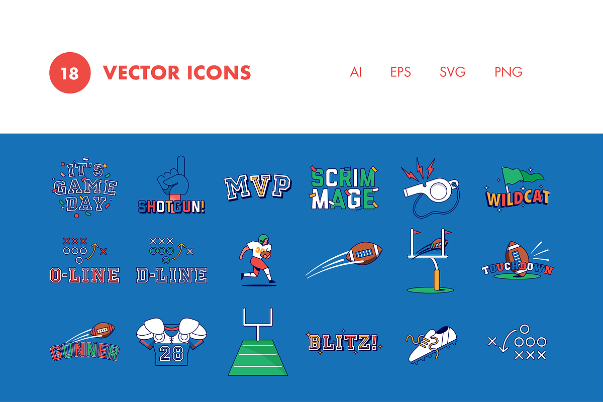 18 Super Bowl Sunday Icons, a Sport Illustration by Hello Mister Frank (Photo 3 of 4)
