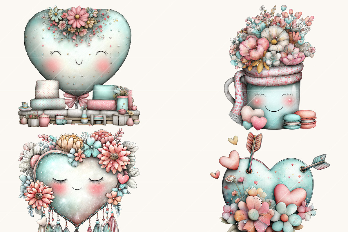 Whimsical Boho Valentine Clipart, a Seasonal Illustration by Design Scotch (Photo 5 of 8)