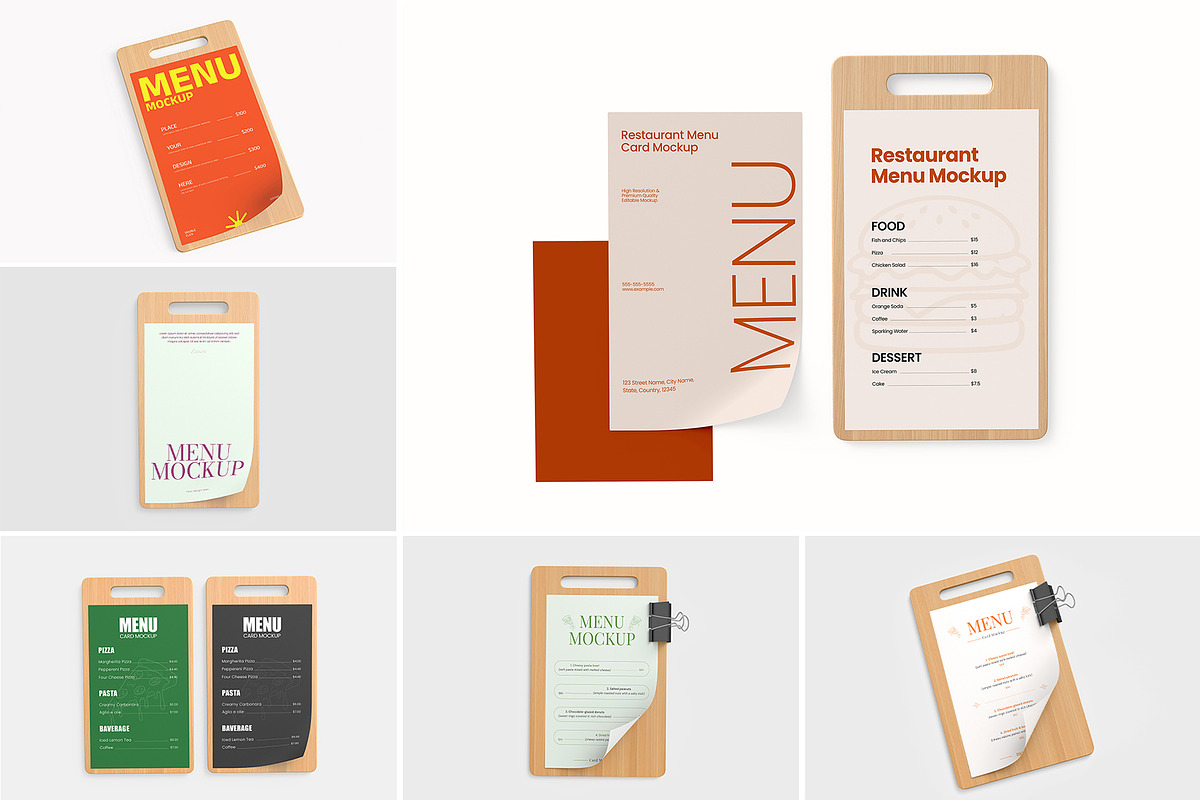 Clipboard Menu Card Mockup Bundle, an Advertising Mockup by graphypix (Photo 3 of 11)