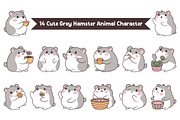 14 Cute Grey Hamster Character, an Animal Illustration by jongcreative (Thumbnail 1 of 6)