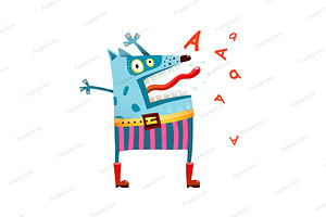 Dog monster in pants screaming, an Animal Illustration by Popmarleo Shop