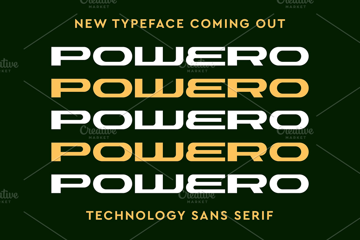 Powero Futuristic Font, a Sans Serif Font by Artiveko (Photo 1 of 4)