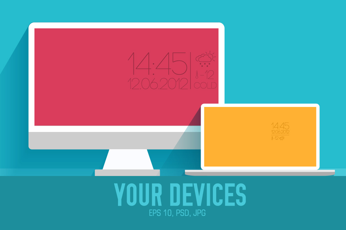 4 vector of flat personal gadgets, a Technology Illustration by LineTale (Photo 2 of 3)