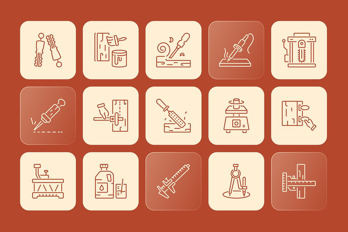 Woodworking Icon Set, an Outline Icon by Prosymbols (Photo 6 of 7)