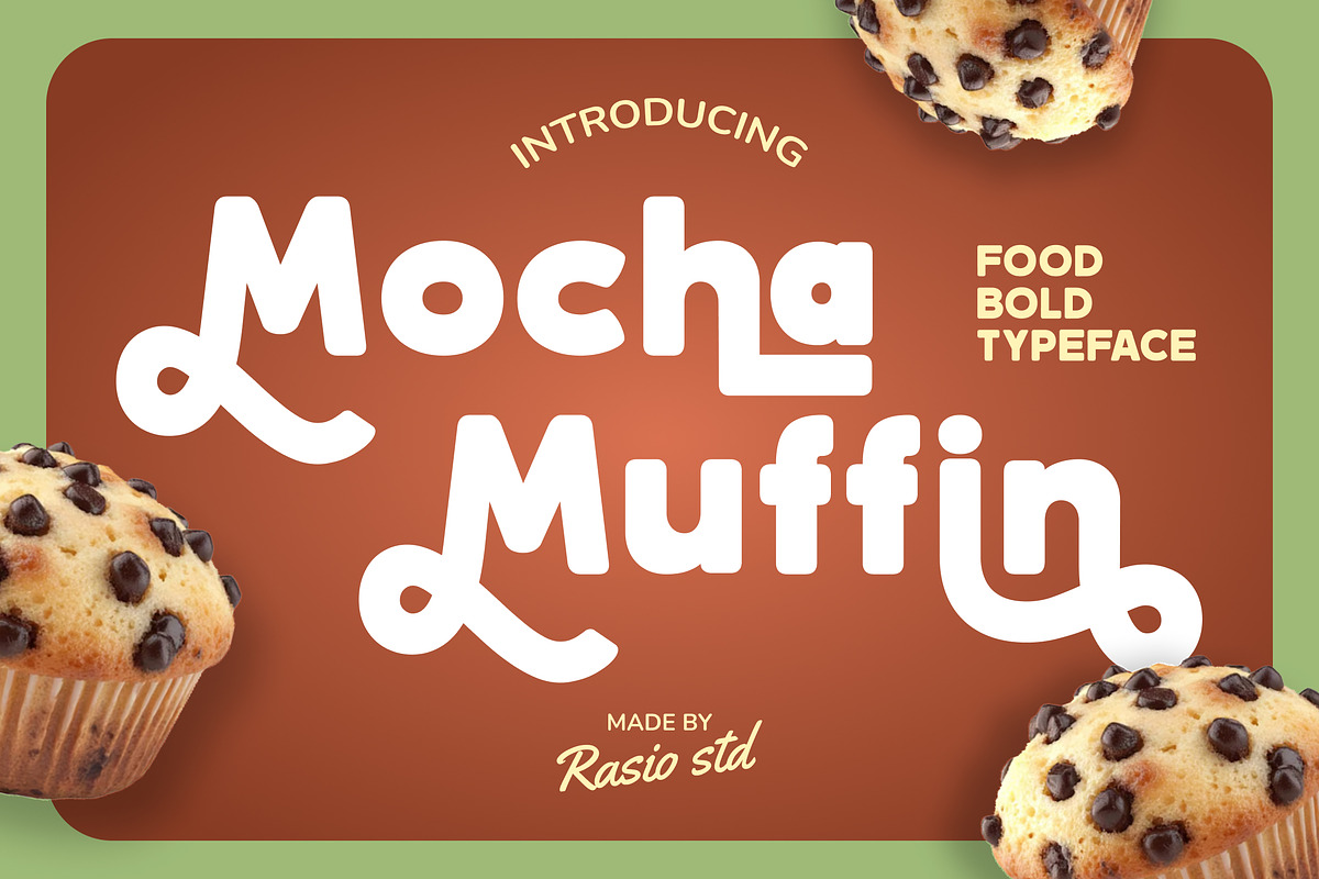 Mocha Muffin Food Typeface Font, a Sans Serif Font by Rasio Studio (Photo 1 of 7)