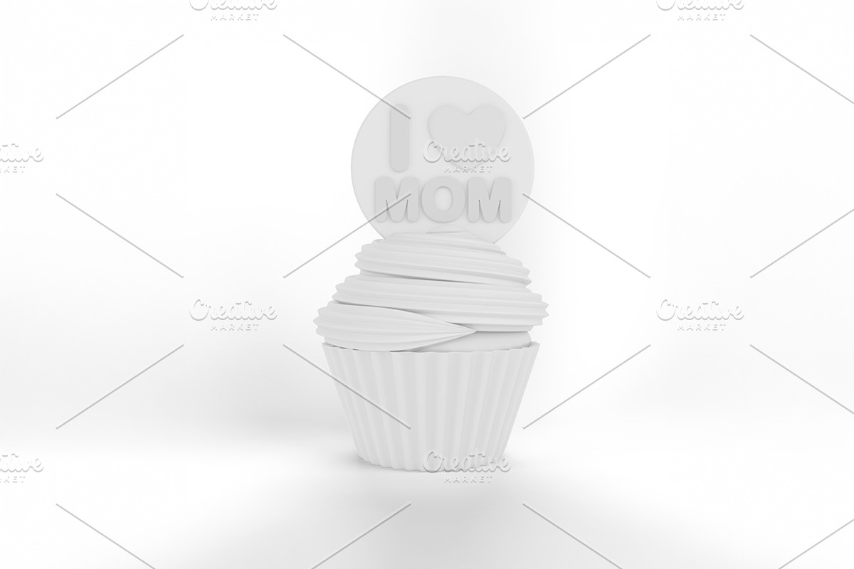 Cartoon I Heart Mom Cupcake Mockup, a Merchandise Mockup by Qaleb Studio (Photo 2 of 2)