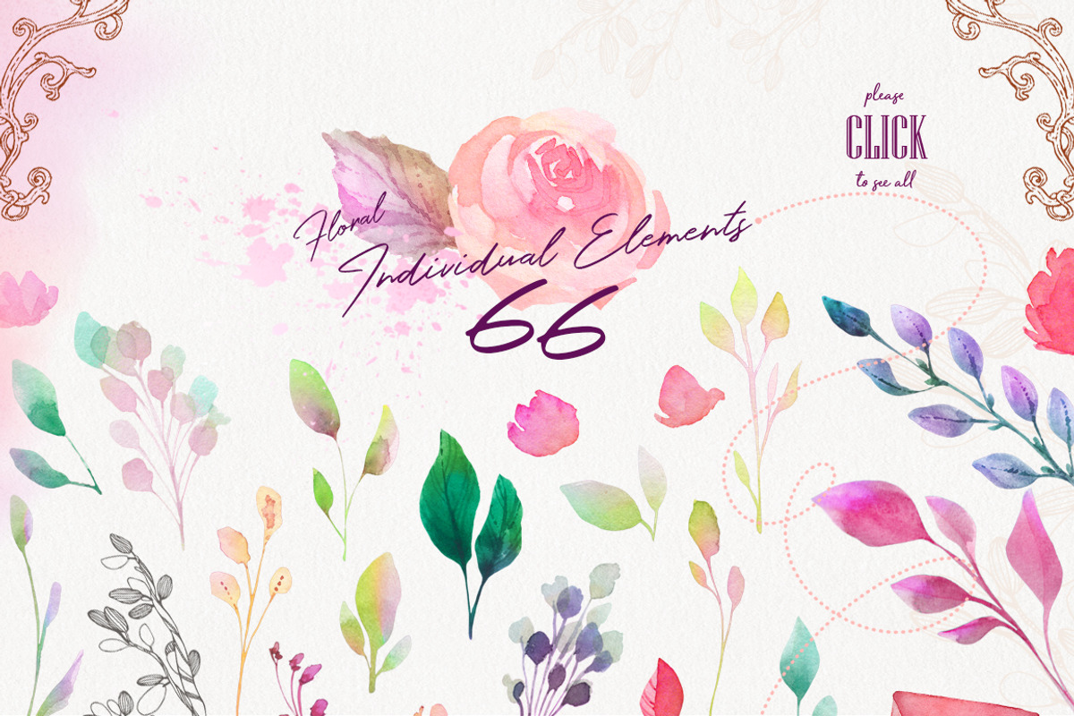 Watercolor Kiss - Romantic Clipart, a Decorative Illustration by Gluiki (Photo 3 of 4)