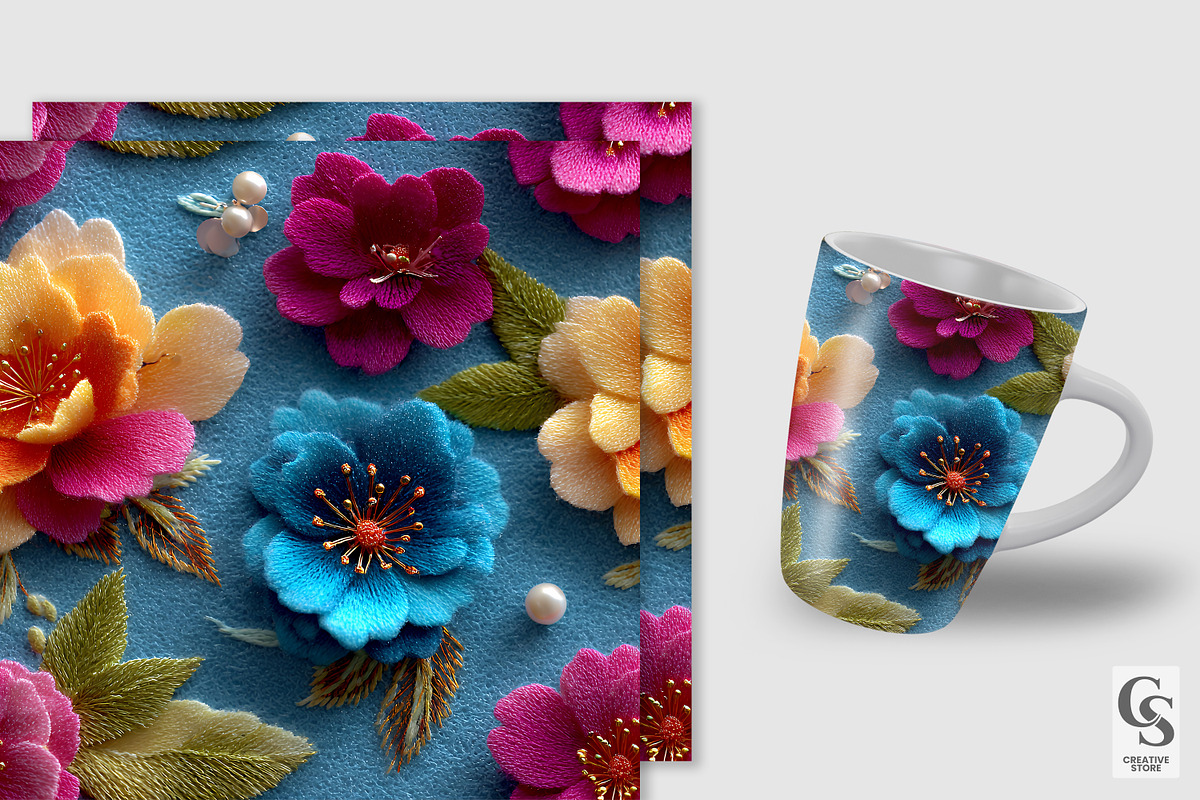 3D Colorful Beaded Felt Flower Paper, a Pattern Graphic by Creative Store (Photo 3 of 4)