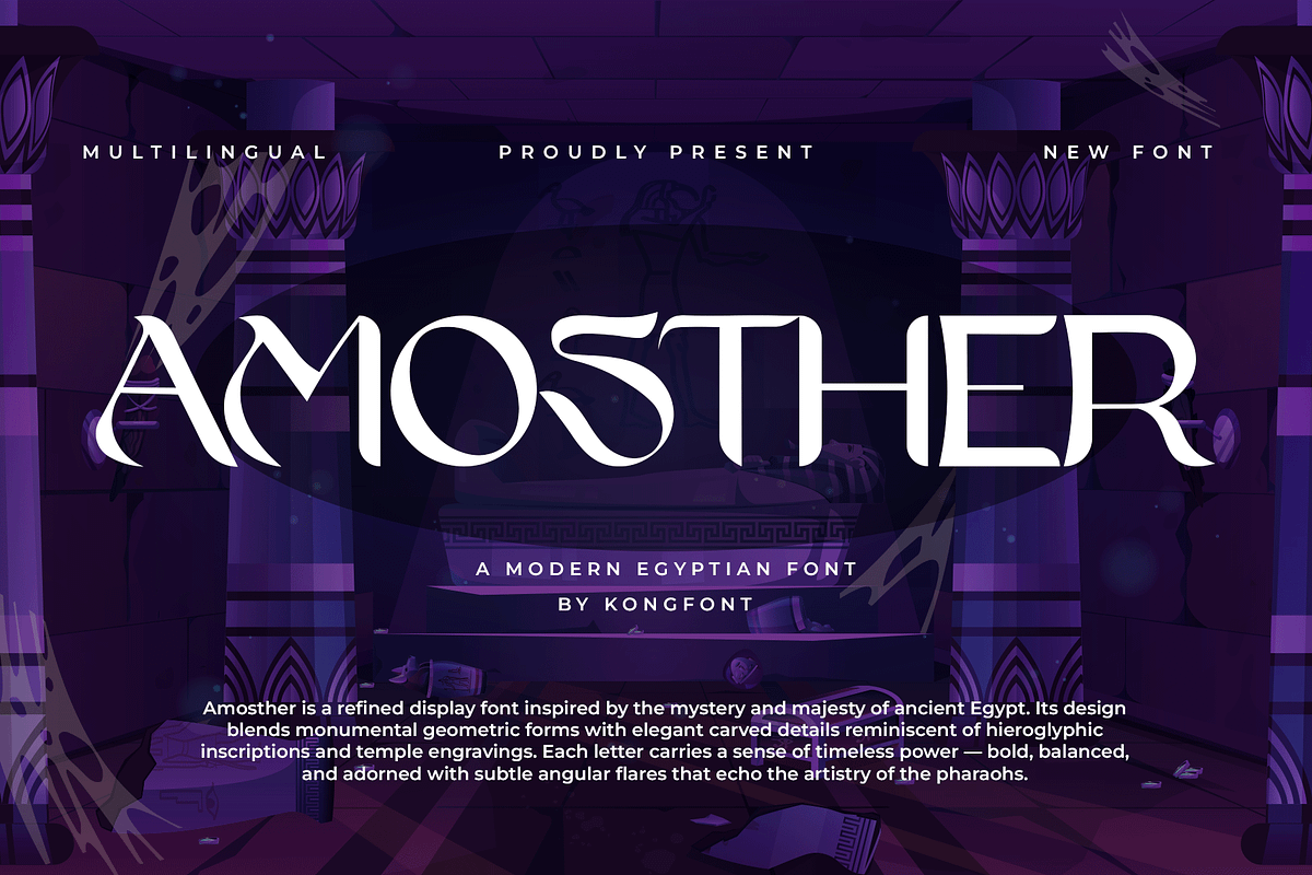 Amosther – Modern Egyptian Font, a Serif Font by overlaytemplates (Photo 1 of 5)