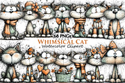 Whimsical Cat Clipart, an Illustration by Pixels.Craft (Thumbnail 1 of 5)