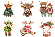 Funny Christmas Cow Clipart PNG, a Seasonal Illustration by Designking (Thumbnail 4 of 4)